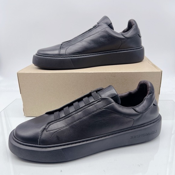 Bruno Magli Lisbon Men\'s Fashion Sneakers Black Leather Slip On EU 44.5 US 11.5 main image 4